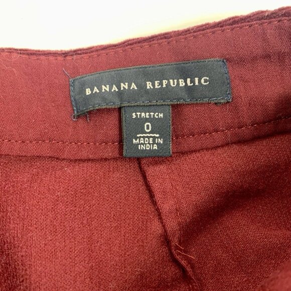 BANANA REPUBLIC Burgundy Corduroy Velvet Straight Pencil Skirt Buttons Size 0 - Picture 3 of 6